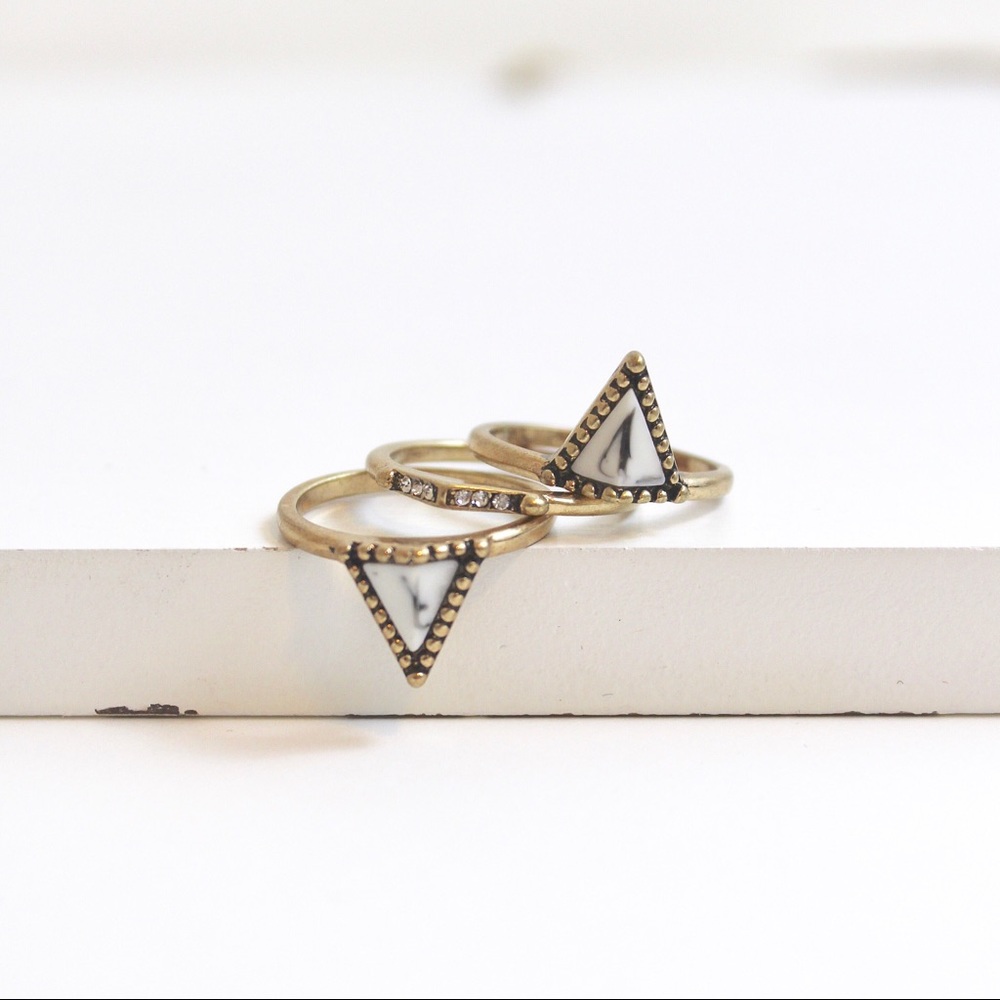Gold Triple Ring Stack Size 7 - Picture 3 of 7